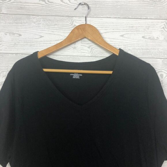 Lane Bryant Women's 18/20 Short Sleeve V Neck Tee Ruched Sides 100% Cotton Shirt - Picture 2 of 4